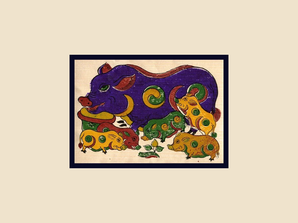 Tranh Đông Hồ — Lợn âm dương