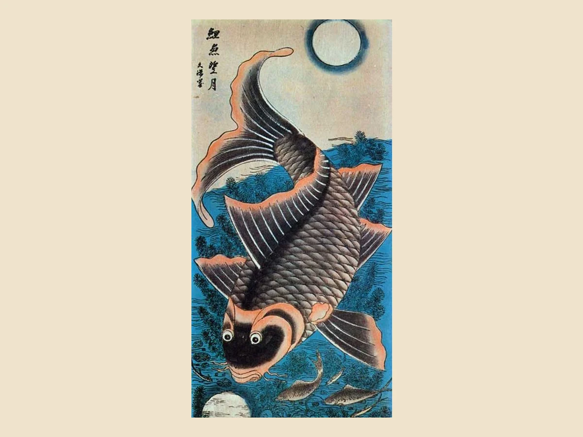 Tranh Đông Hồ — Lý ngư vọng nguyệt