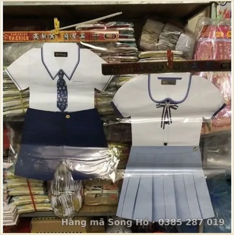 Bộ đồng phục học sinh nam nữ vàng mã cao cấp(đồng phục học sinh hàng mã)