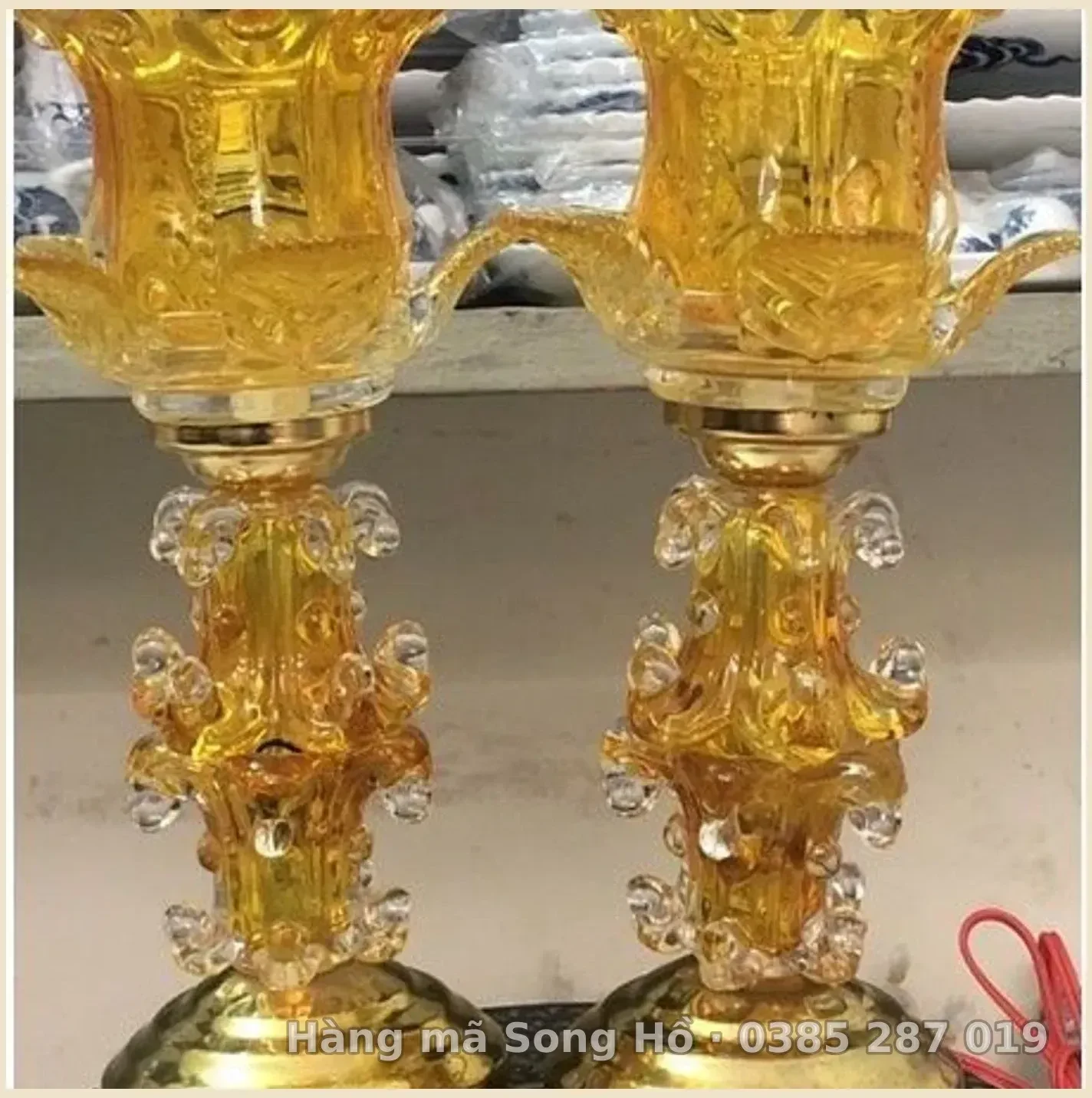(1 đèn) Đèn Thờ Thuỷ Tinh Cao 30 cm (Đơn Giá 1 Đèn)