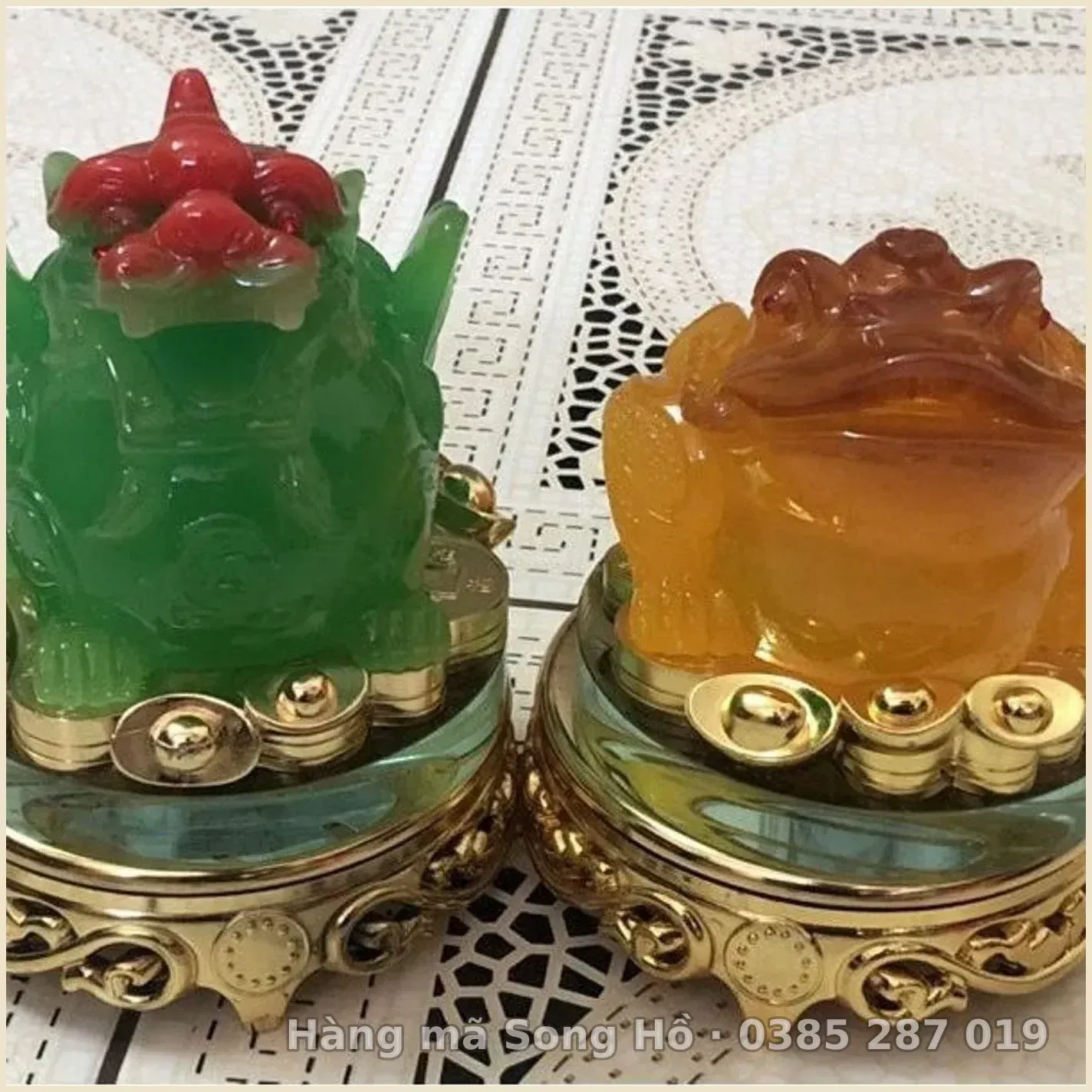 Cóc Ba Chân (Thiềm Thử)+ kỳ Lân đế kính xoay 360d