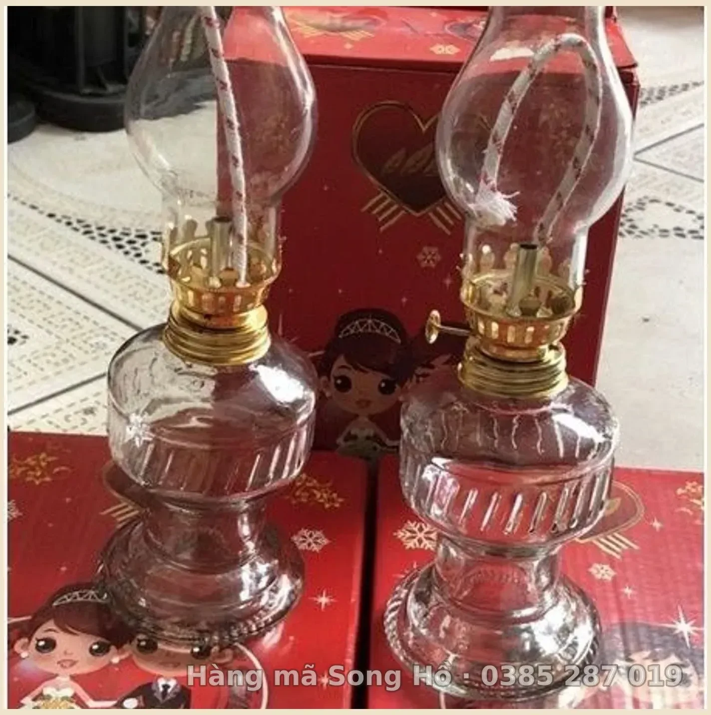 (1 đèn) Đèn Thờ Dầu Thuỷ Tinh ( Gồm đèn + bấc+ bóng)