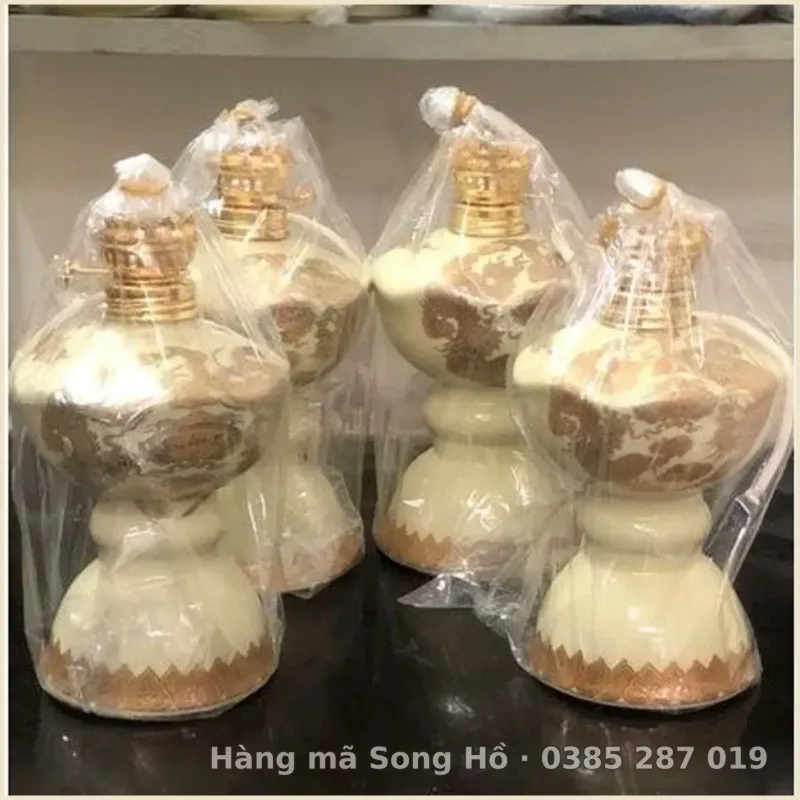 Đèn Thờ Dầu Men Vàng ( Đèn + Bấc+ bóng)