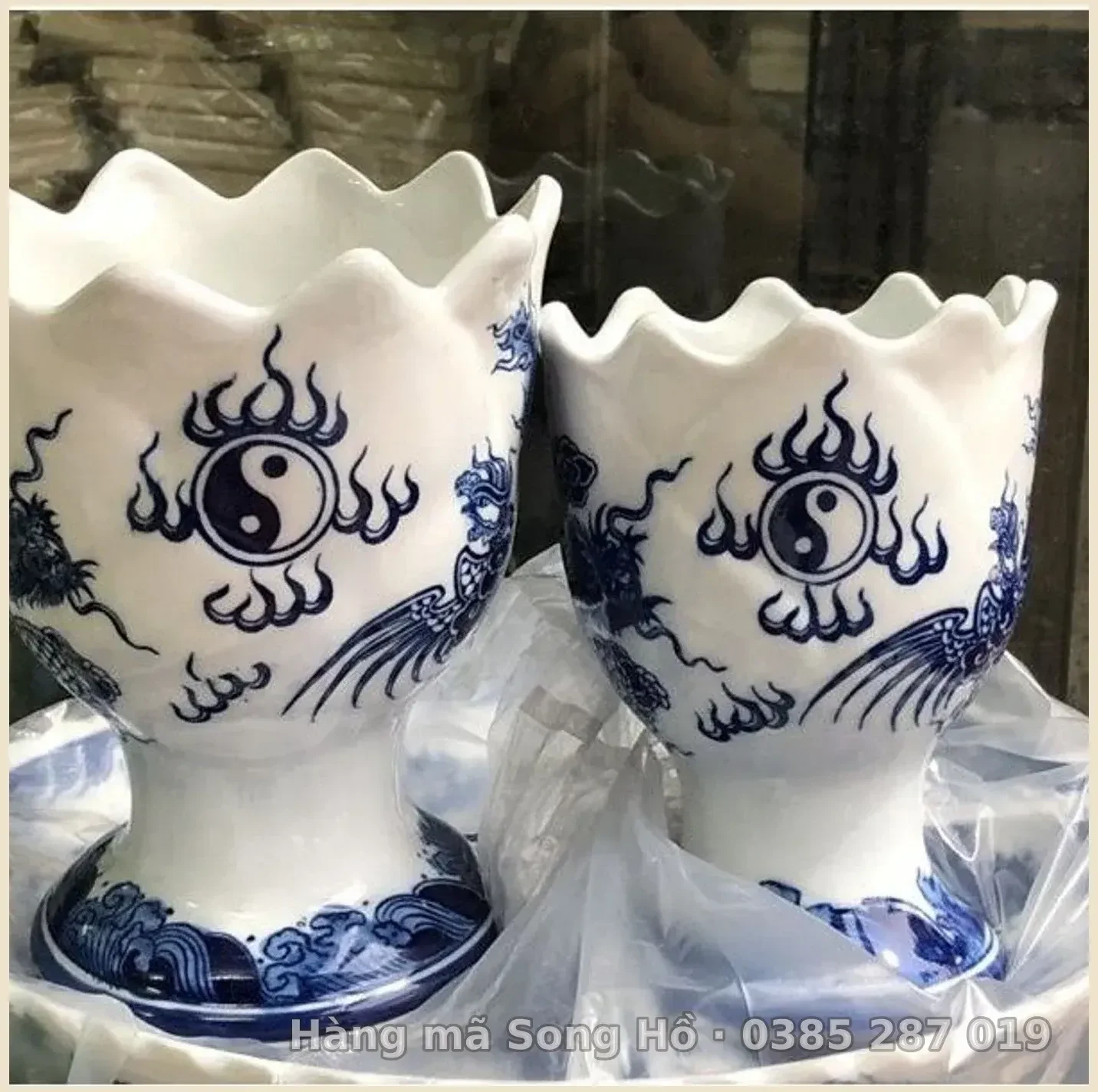 Ly Đựng Phật Thủ Vẽ Rồng Bát Tràng(lọ đựng Phật thủ hàng đẹp)