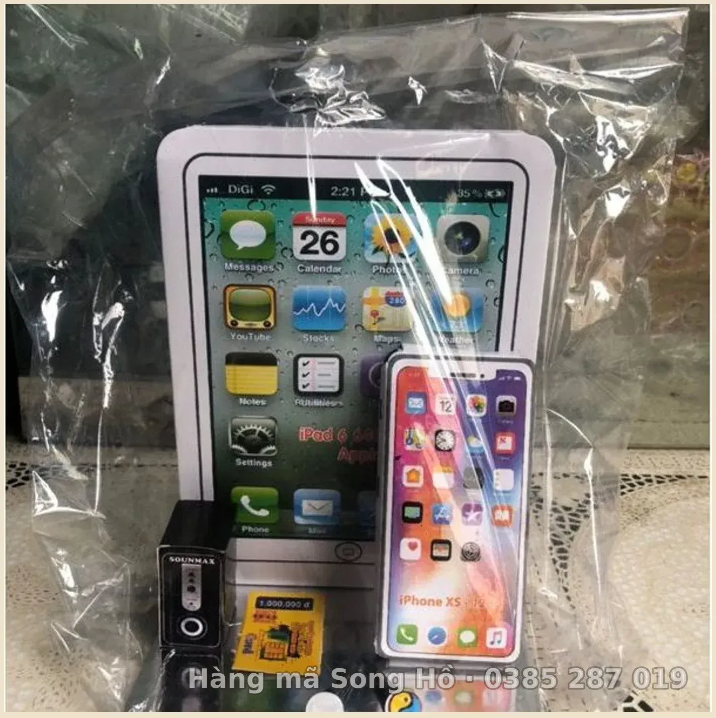 Hàng mã bộ iPad ,iPhone bằng giấy.k sim k sóng.(bộ Apple hàng mã)