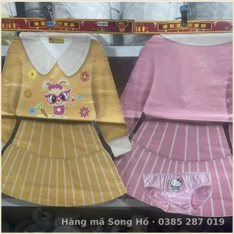 Váy thu đông trẻ em nữ vàng mã 3d cao cấp(mầu ngẫu nhiên)