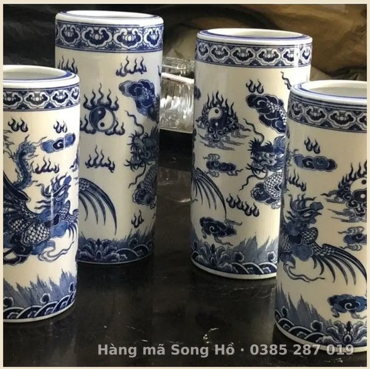 Ống Cắm Hương Men Lam