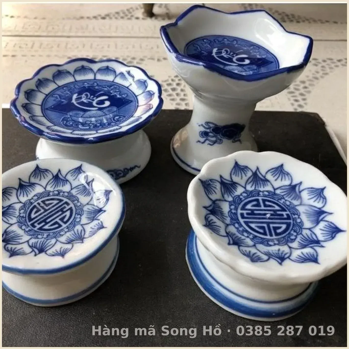 Chân Nến Thờ Men Lam