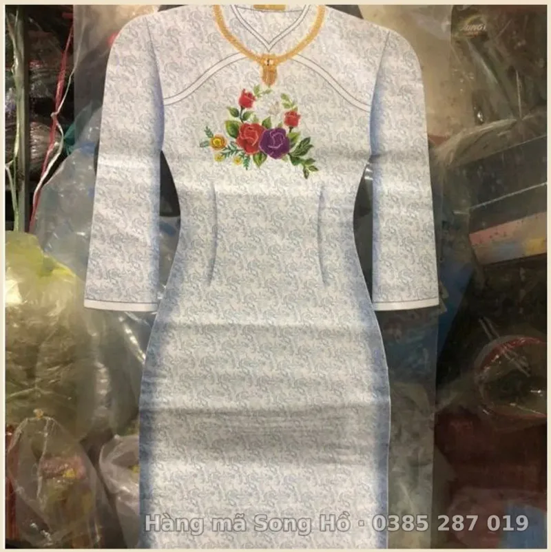 Áo dài vàng mã 3d hàng việt( mầu ngẫu nhiên)