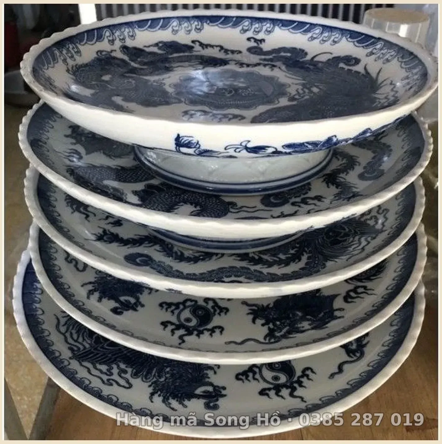 Mâm Bồng Thờ Men Lam